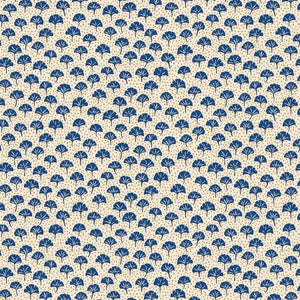 This floral Liberty of London Fabric is covered in navy gingko leaves over a white background with tiny gold dots. This is a beautiful fabric that is simple, keep in mind this is directional! This fabric is by Riley Blake Designs.&nbsp;