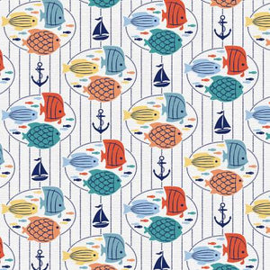 Multi Fish - Whimsical Waters - White