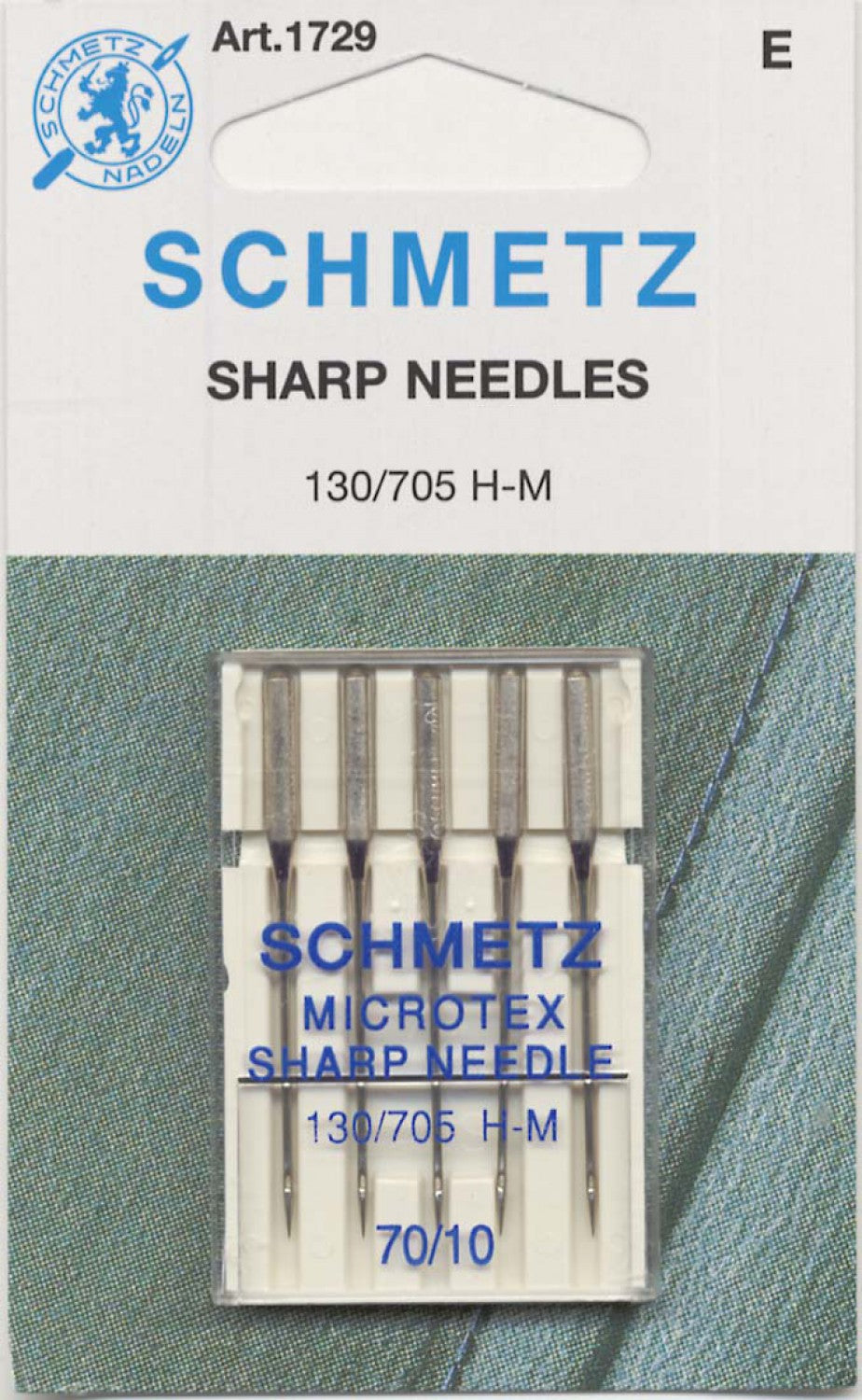 5 Pack - 90/14 ballpoint needle for all woven and knitted fabrics. Designed to prevent shredding and breakage when sewing with metallic and other machine embroidery threads.Each package of SCHMETZ needles has European and U.S. size equivalents written at the very bottom of the front of the plastic case. Typically they range from 60/8 (the finest) to 120/19 (the largest).