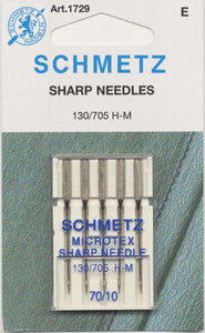 5 Pack - 90/14 ballpoint needle for all woven and knitted fabrics. Designed to prevent shredding and breakage when sewing with metallic and other machine embroidery threads.Each package of SCHMETZ needles has European and U.S. size equivalents written at the very bottom of the front of the plastic case. Typically they range from 60/8 (the finest) to 120/19 (the largest).