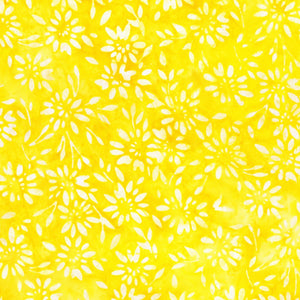 This fabric from Robert Kaufman is a bright yellow batik with bursts all over. This yellow ranges from a golden yellow to a light lemon yellow.&nbsp;