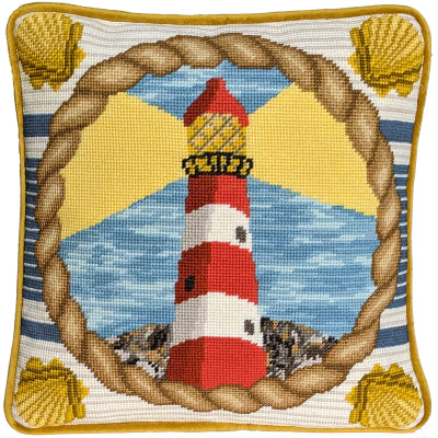 Guiding Light&nbsp;Tapestries&nbsp;by Victoria Whitlam Kit includes: Fabric, 100% woolen threads, needle, clear chart and instructions. Cushion backing &amp; pad NOT included. Size:14" x 14" Fabric:Full colour printed interlock Canvas Count:10ct