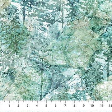 From the Cedarcrest Collection designed by Deborah Edwards and Melanie Samra for Northcott Fabrics. This collection is full of fabrics that look like they are watercolor paintings. Forest trees and greenery with teals, greens, blues, blacks and whites. 