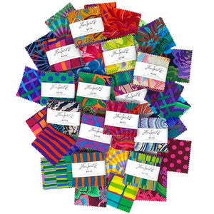 This mini charm pack includes 42, 2.5"x 2.5" squares. Full of bright and colorful Kaffe fabrics. Perfect for mini projects or patching!&nbsp;