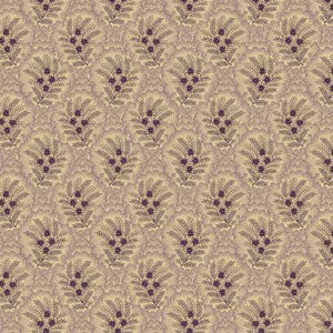 This fabric from Marcus Fabrics is designed by Judie Rothermel for the "I Love Purple" Collection. This fabric is a tan color with little purple flower bushels tossed. Directional.