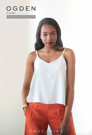The Ogden Cami is a simple blouse that can either be worn on its own or as a layering piece under blazers and cardigans. It has a soft V neck at both center front and center back necklines, and delicate spaghetti straps. The neckline and armholes are finished with a partial lining for a beautiful, high end finish.