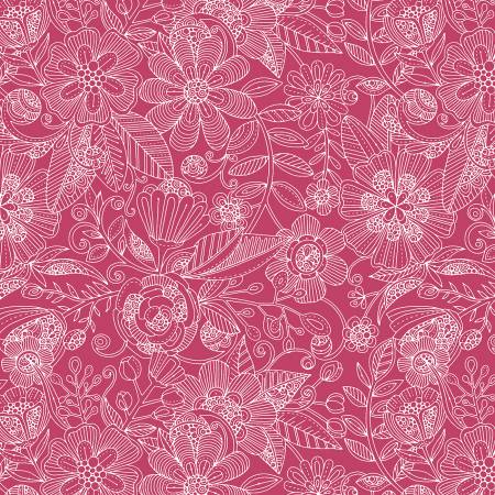 This pretty retro floral fabric is super soft and would make a great addition to your stash! Use these as blenders or pair them with "Rainbow Blooms" from Contempo! These flowers are white outlines on a solid background.