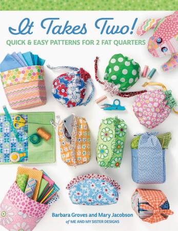 Never before have two fat quarters inspired so much fun. Pick two favorite fabrics and sew a clever ruffled pouch. Or an adorable fabric basket with ties. Or a handy drawstring ditty bag. 