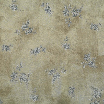 This lovely fabric is a cotton shirting which has an amazing soft hand. This fabric is a beige floral with muted green leaves, blue flowers and pops of a burnt orange. This lovely fabric is a cotton shirting which has an amazing soft hand. This fabric is a beige floral with muted steel blue flowers over a brown background with lighter brown brush strokes. 