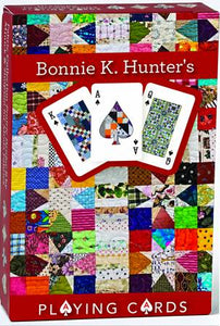 Go "all in" on the perfect gift for quilt lovers - or yourself! This set of high quality, quilt themed playing cards features designs from avid scrap quilter and Quiltville personality Bonnie K. Hunter, with easy-deal edges to help you step up your game. Bonnie's Wonky Wishes Star Quilt graces all card backs, and the fronts feature detail photography.