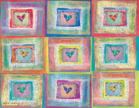 One package of eight 4.25 x 5.5 Colorful Hearts Note Cards with envelopes.