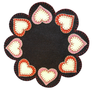 The Heart Mat Kit makes a great decoration for your special significant other, for valentines day, or for any occasion. The kit comes with precision pre-cut cream, pink and red hearts for the black base and red, cream and black hearts for the pink base. Everything you need is in the kit to make an 83⁄4″, two layer thick mat. It also includes the floss, needle, and instructions. Made in the USA of American Materials.